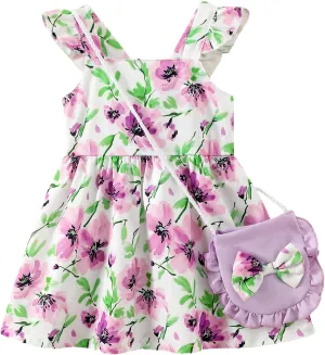Mioglrie Baby Girl Clothes Newborn Dress Summer Toddler Girls' Clothing Casual Sundress with Cute Bag Infant Outfits