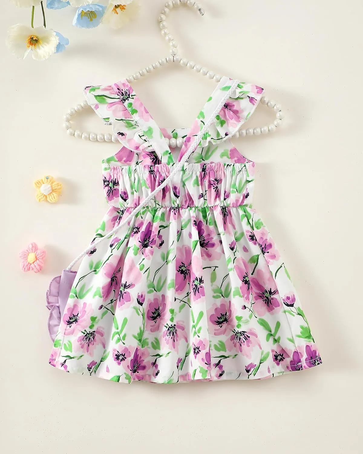 Mioglrie Baby Girl Clothes Newborn Dress Summer Toddler Girls' Clothing Casual Sundress with Cute Bag Infant Outfits