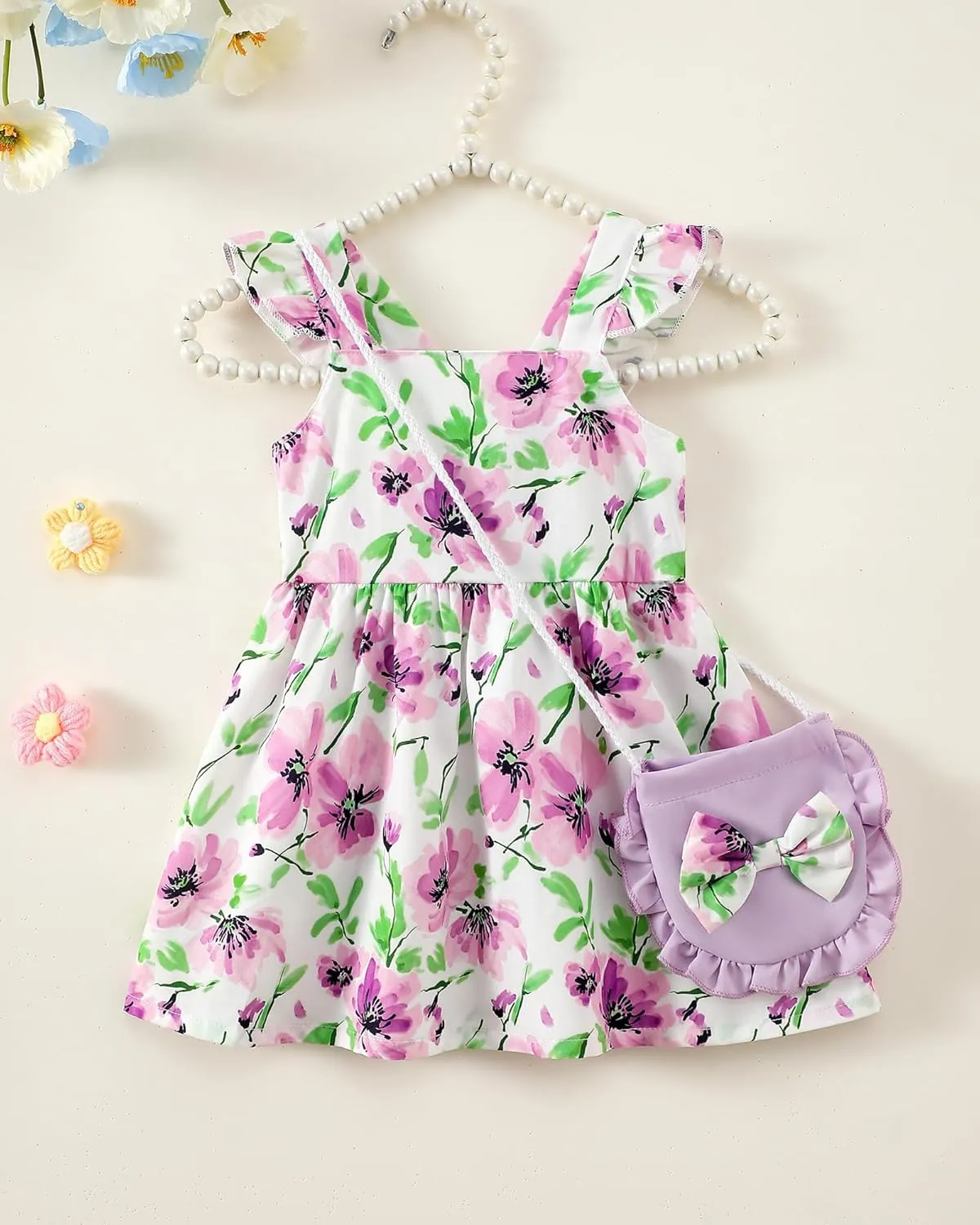 Mioglrie Baby Girl Clothes Newborn Dress Summer Toddler Girls' Clothing Casual Sundress with Cute Bag Infant Outfits