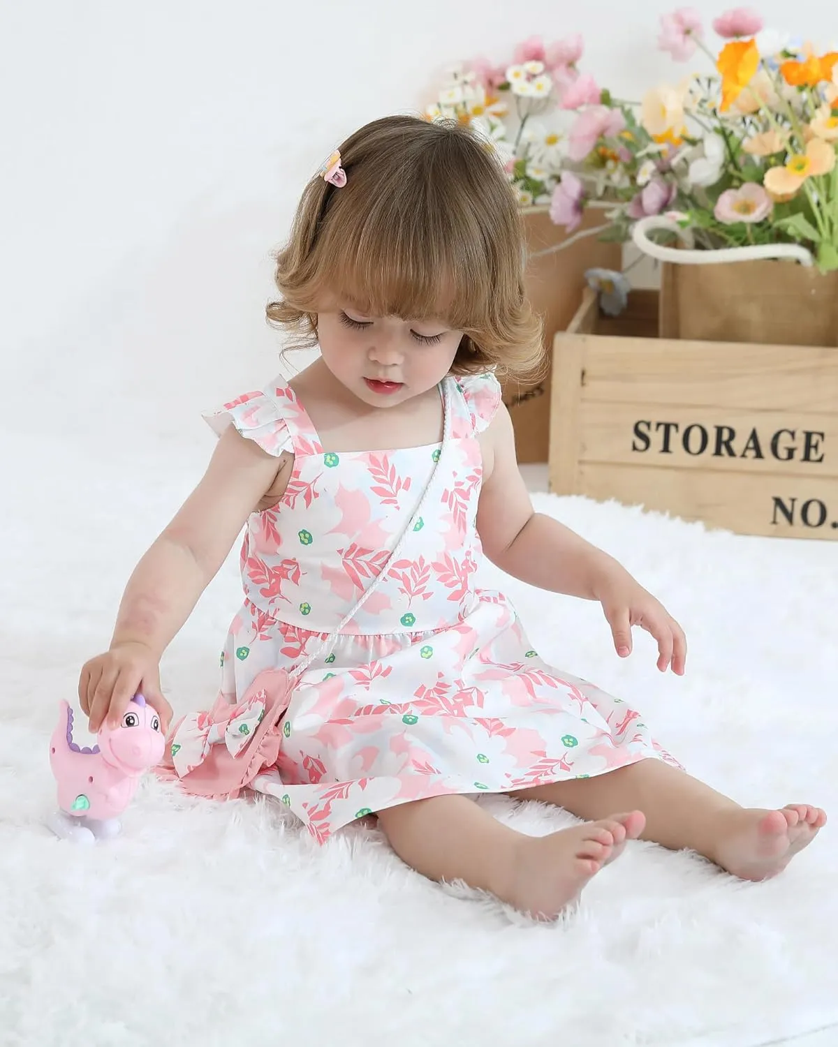 Mioglrie Baby Girl Clothes Newborn Dress Summer Toddler Girls' Clothing Casual Sundress with Cute Bag Infant Outfits