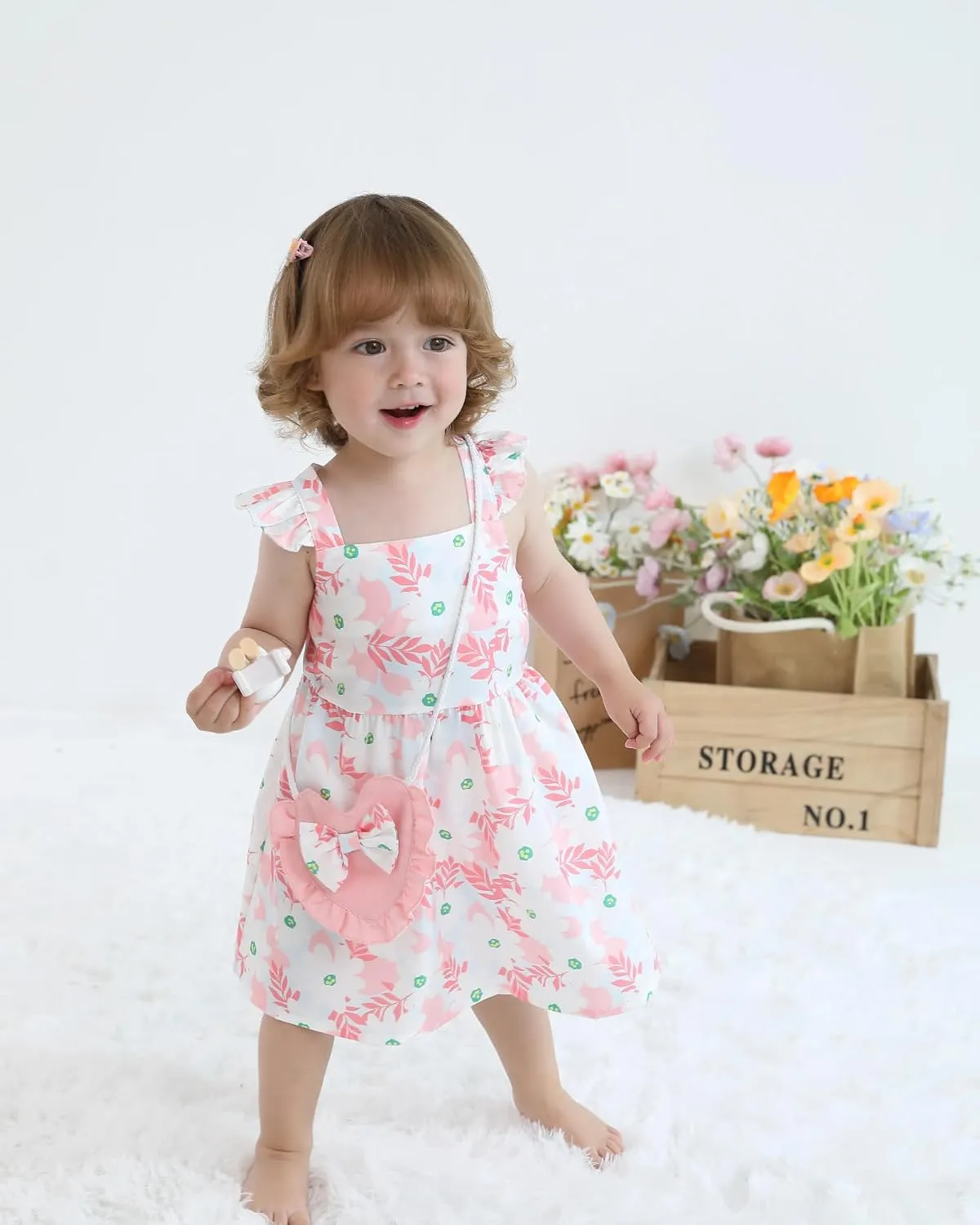 Mioglrie Baby Girl Clothes Newborn Dress Summer Toddler Girls' Clothing Casual Sundress with Cute Bag Infant Outfits