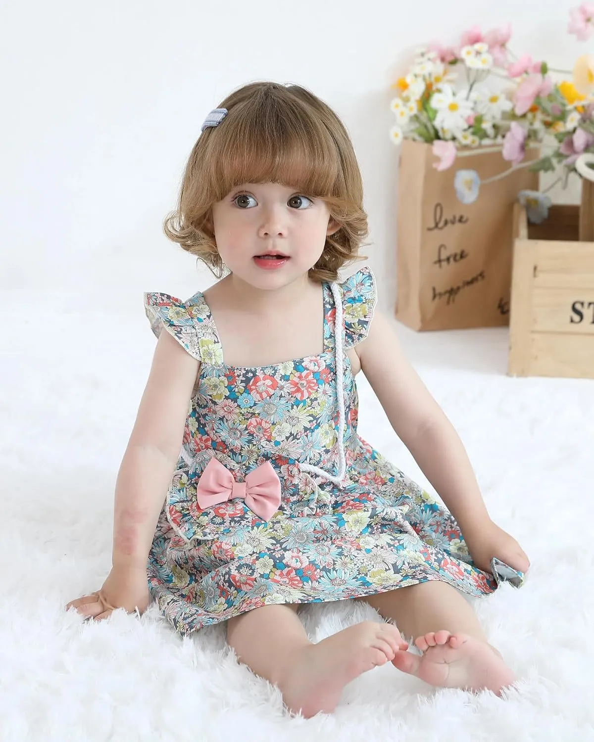 Mioglrie Baby Girl Clothes Newborn Dress Summer Toddler Girls' Clothing Casual Sundress with Cute Bag Infant Outfits