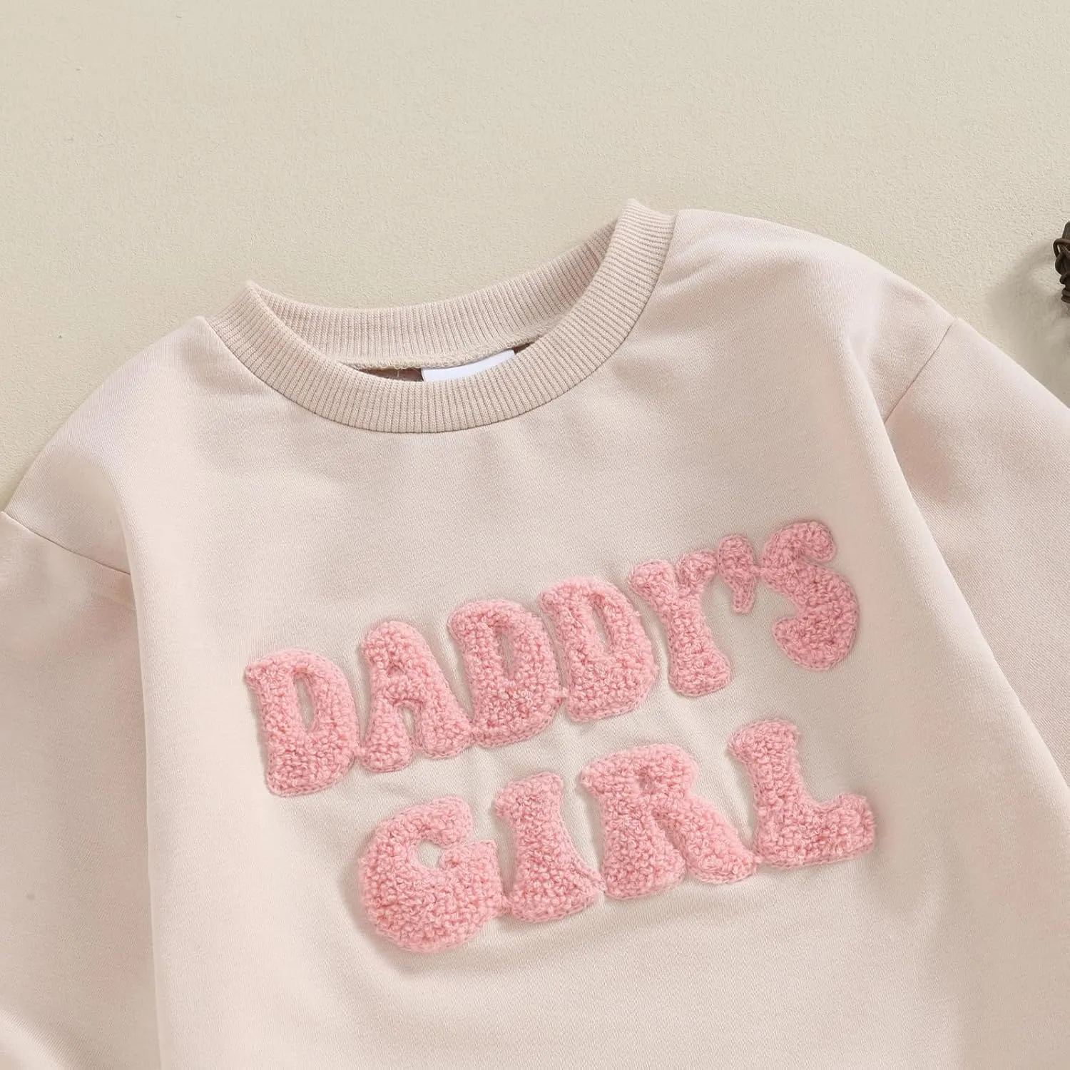 Multitrust Toddler Baby Girl Clothes Embroidery Daddy's Girl Sweatshirt Romper Oversized Bodysuit Onesie Baby Girls Outfit