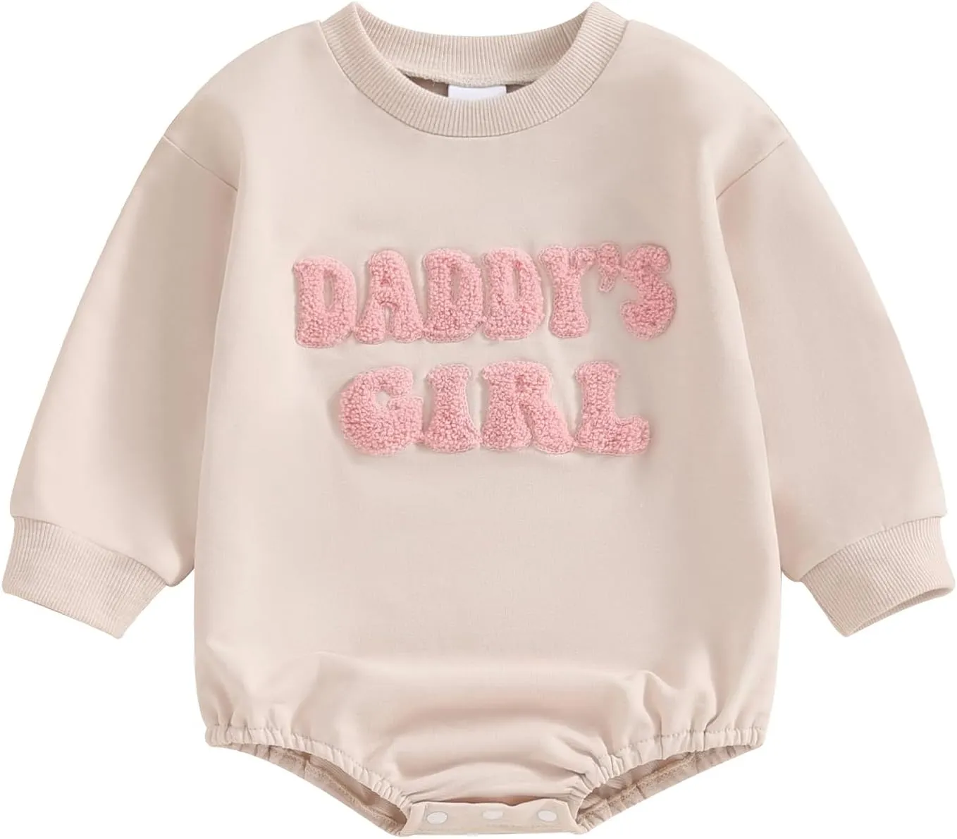 Multitrust Toddler Baby Girl Clothes Embroidery Daddy's Girl Sweatshirt Romper Oversized Bodysuit Onesie Baby Girls Outfit