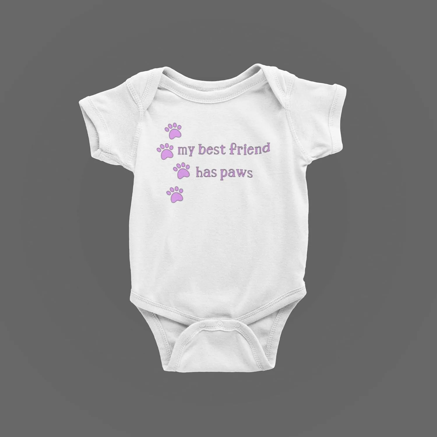 My Best Friend Has Paws Baby Outfit, Newborn Paw Print Clothing, 100% Cotton Organic (Black, Newborn)