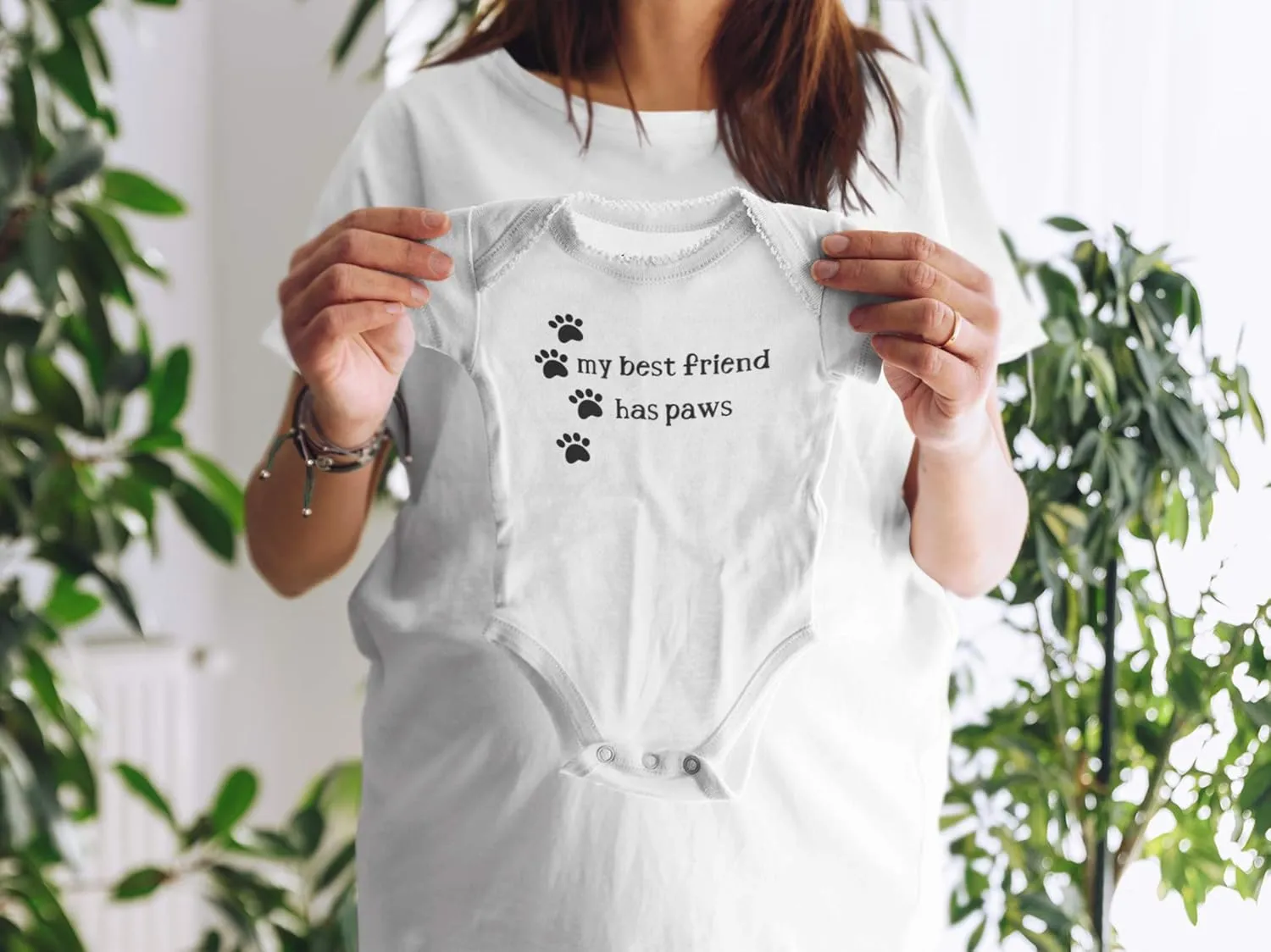 My Best Friend Has Paws Baby Outfit, Newborn Paw Print Clothing, 100% Cotton Organic (Black, Newborn)