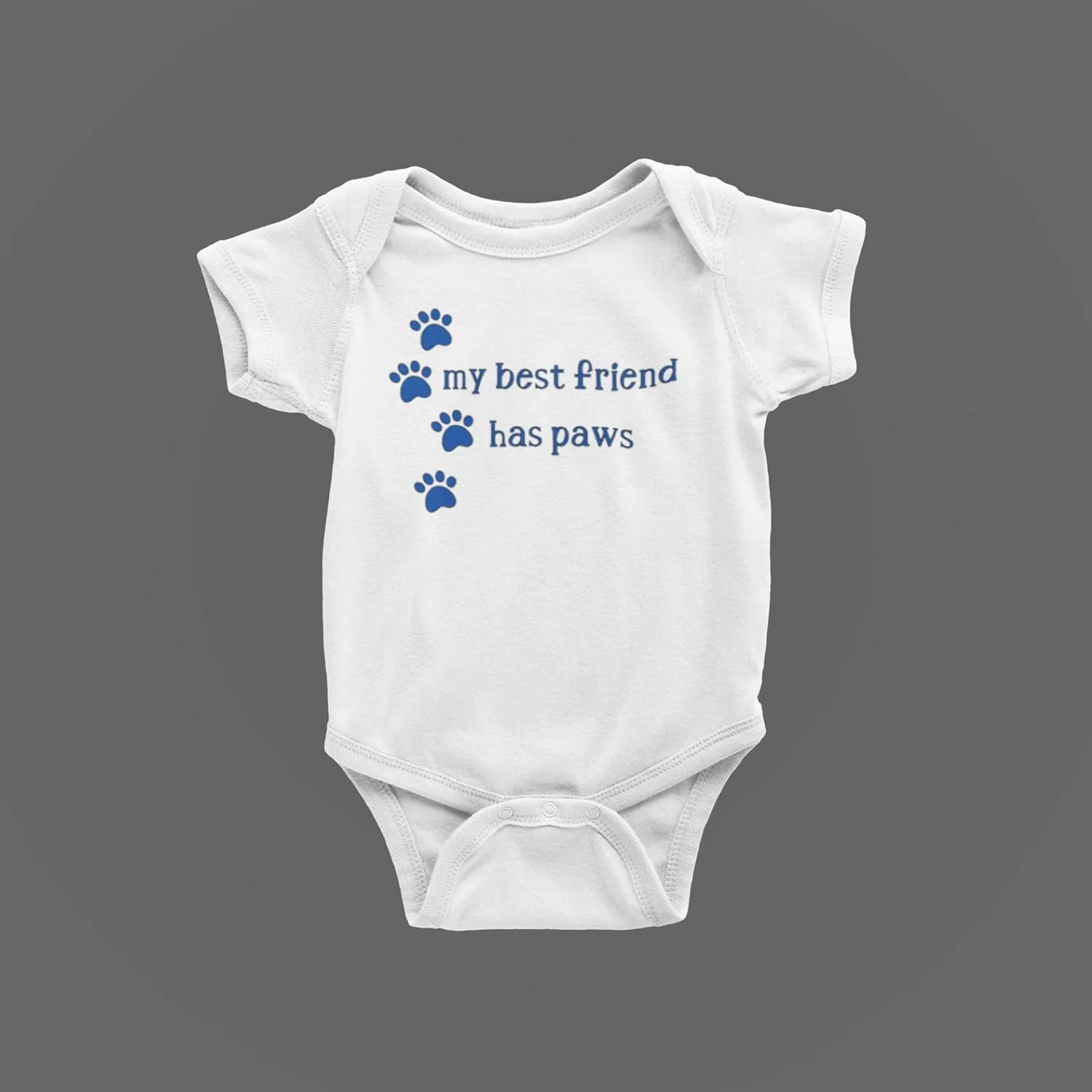 My Best Friend Has Paws Baby Outfit, Newborn Paw Print Clothing, 100% Cotton Organic (Black, Newborn)