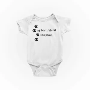 My Best Friend Has Paws Baby Outfit, Newborn Paw Print Clothing, 100% Cotton Organic (Black, Newborn)