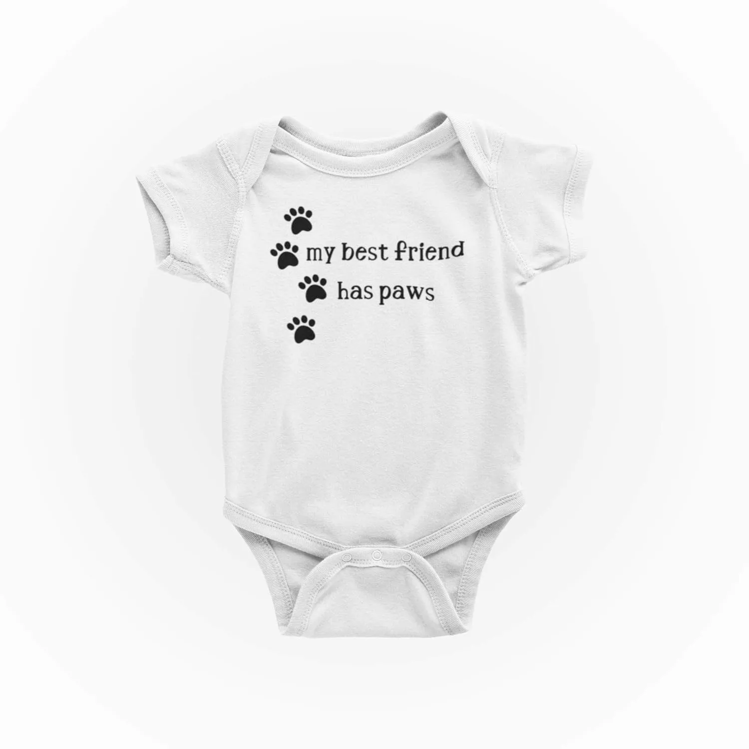 My Best Friend Has Paws Baby Outfit, Newborn Paw Print Clothing, 100% Cotton Organic (Black, Newborn)