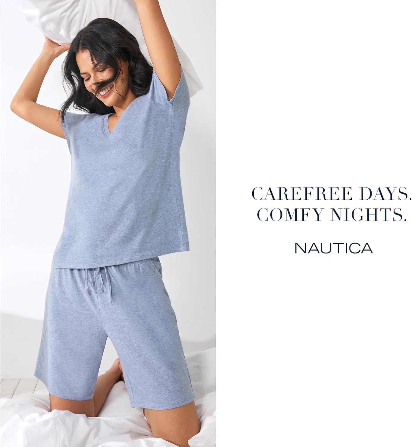 Nautica Womens Sleep Bermuda Shorts - Lightweight, Breathable Pajama Bottoms - Cotton Knit Jersey Sleepwear and Loungewear