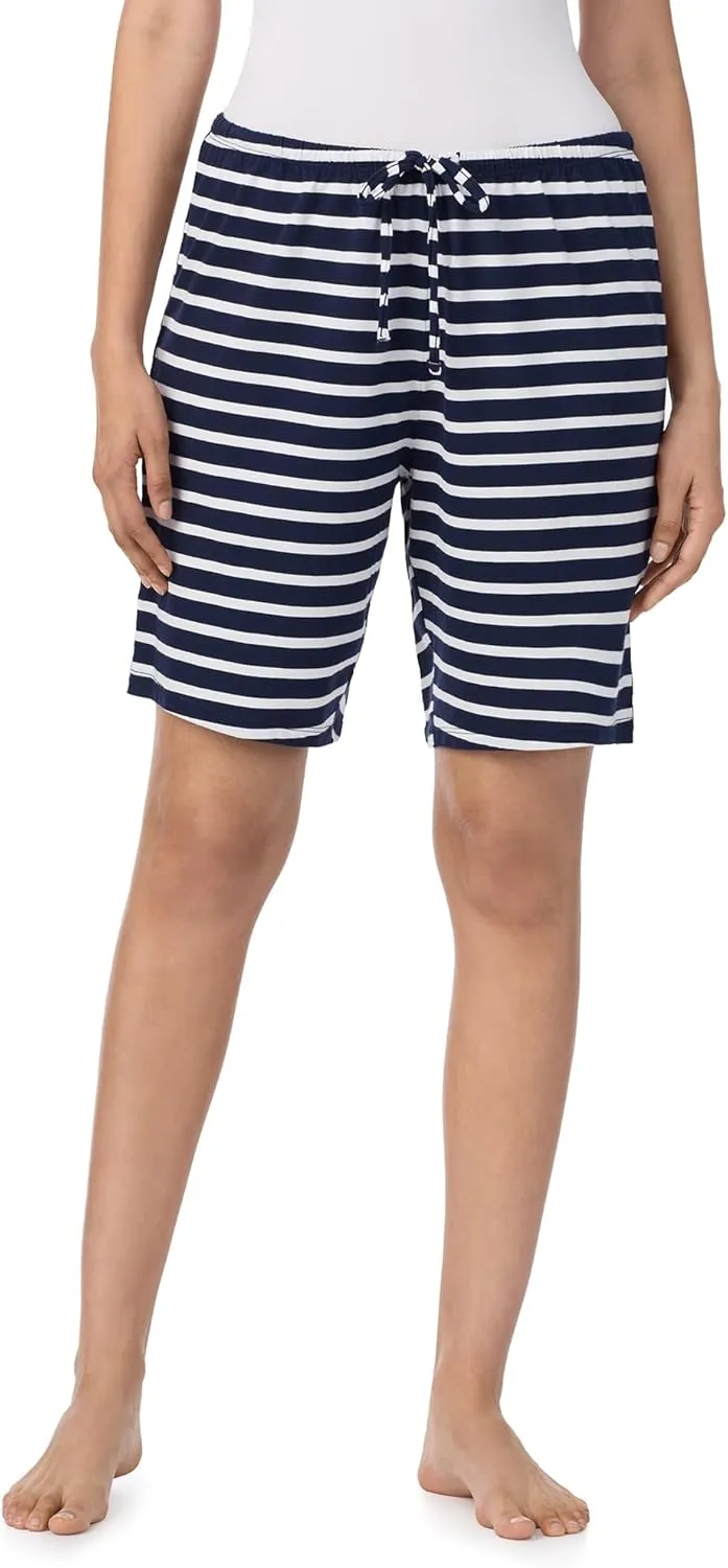 Nautica Womens Sleep Bermuda Shorts - Lightweight, Breathable Pajama Bottoms - Cotton Knit Jersey Sleepwear and Loungewear