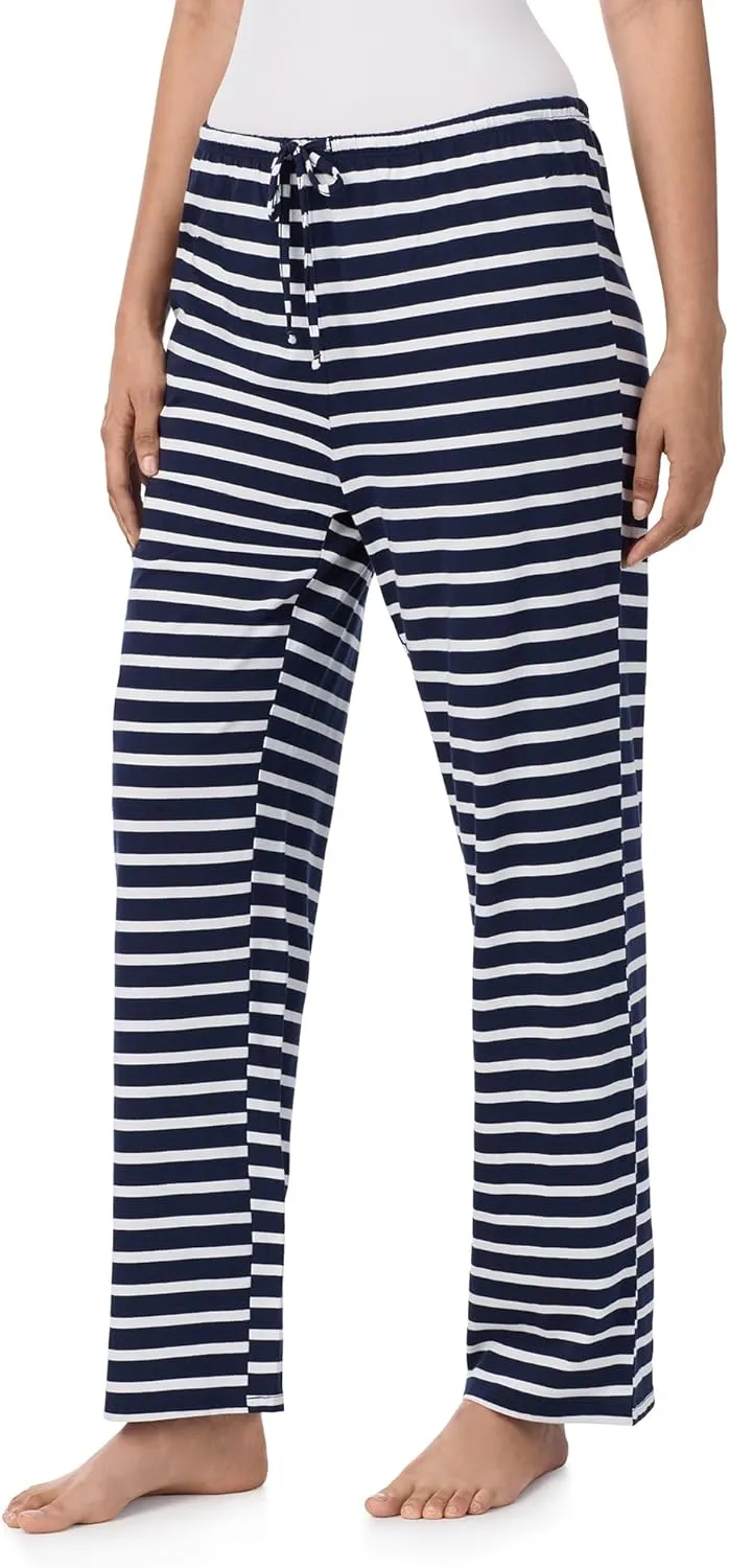 Nautica Womens Sleep Pants - Long Length, Breathable Pajama Bottoms - Cotton Knit Jersey Sleepwear and Loungewear