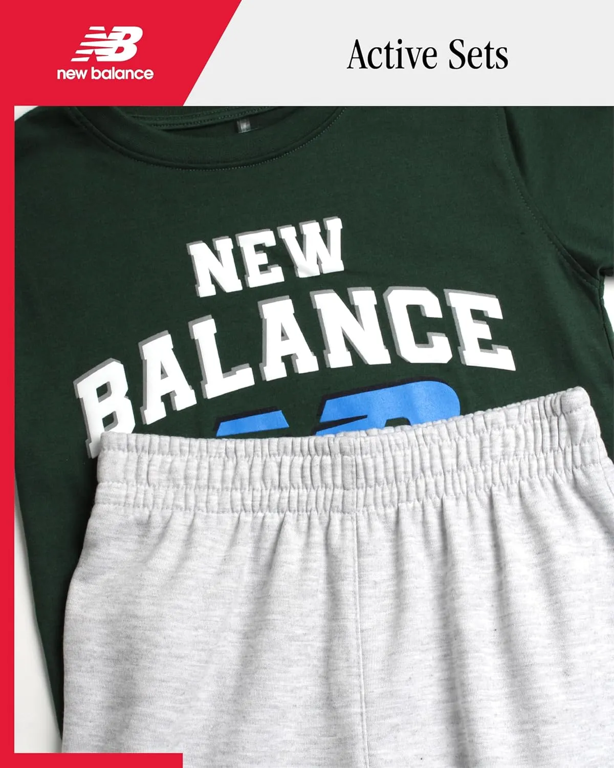 New Balance Boys' Jogger Set - 2 Piece Active Pullover Graphic Tee Shirt and Jogger Sweat Pants for Boys (8-16)