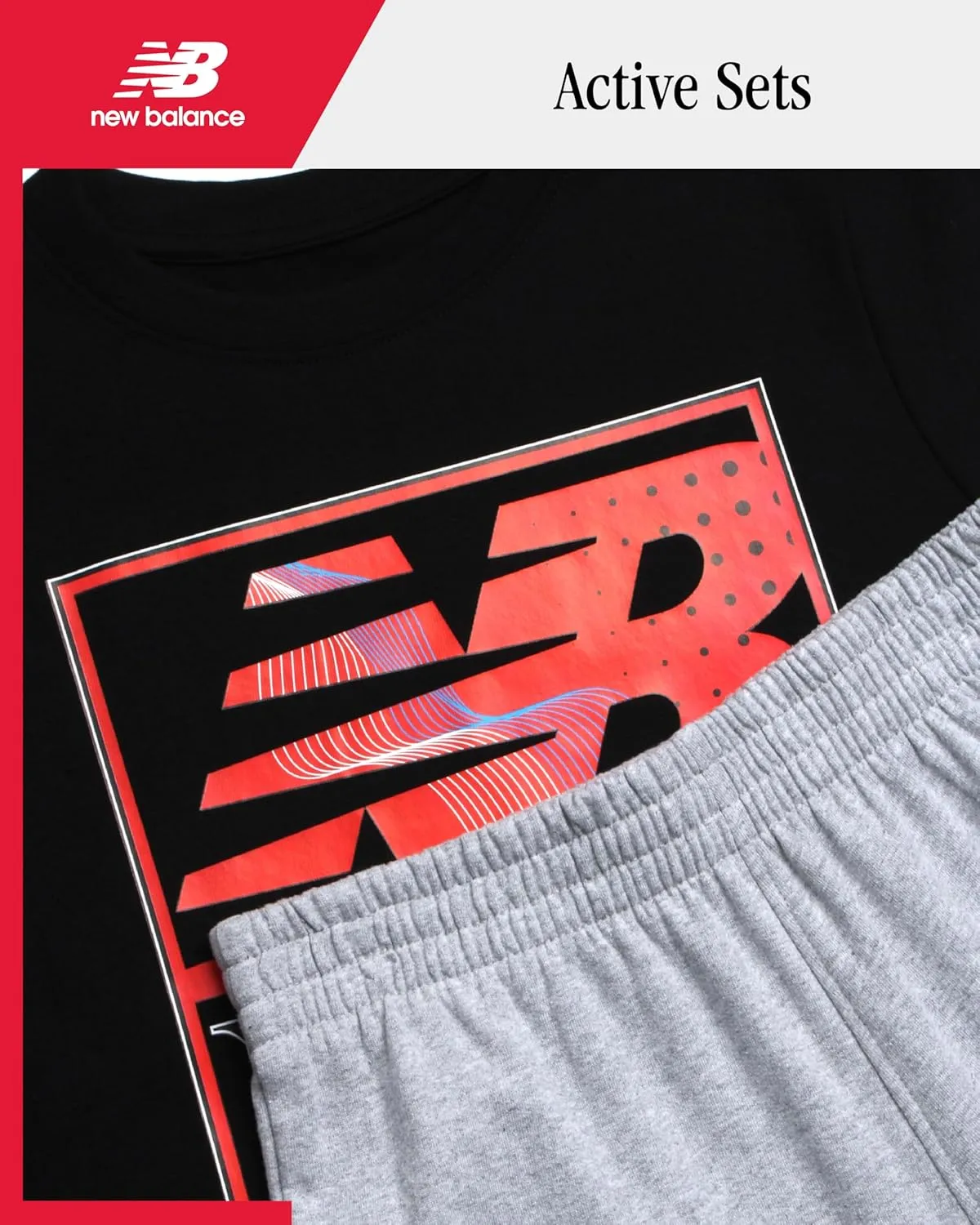 New Balance Boys' Jogger Set - 2 Piece Active Pullover Graphic Tee Shirt and Jogger Sweat Pants for Boys (8-16)