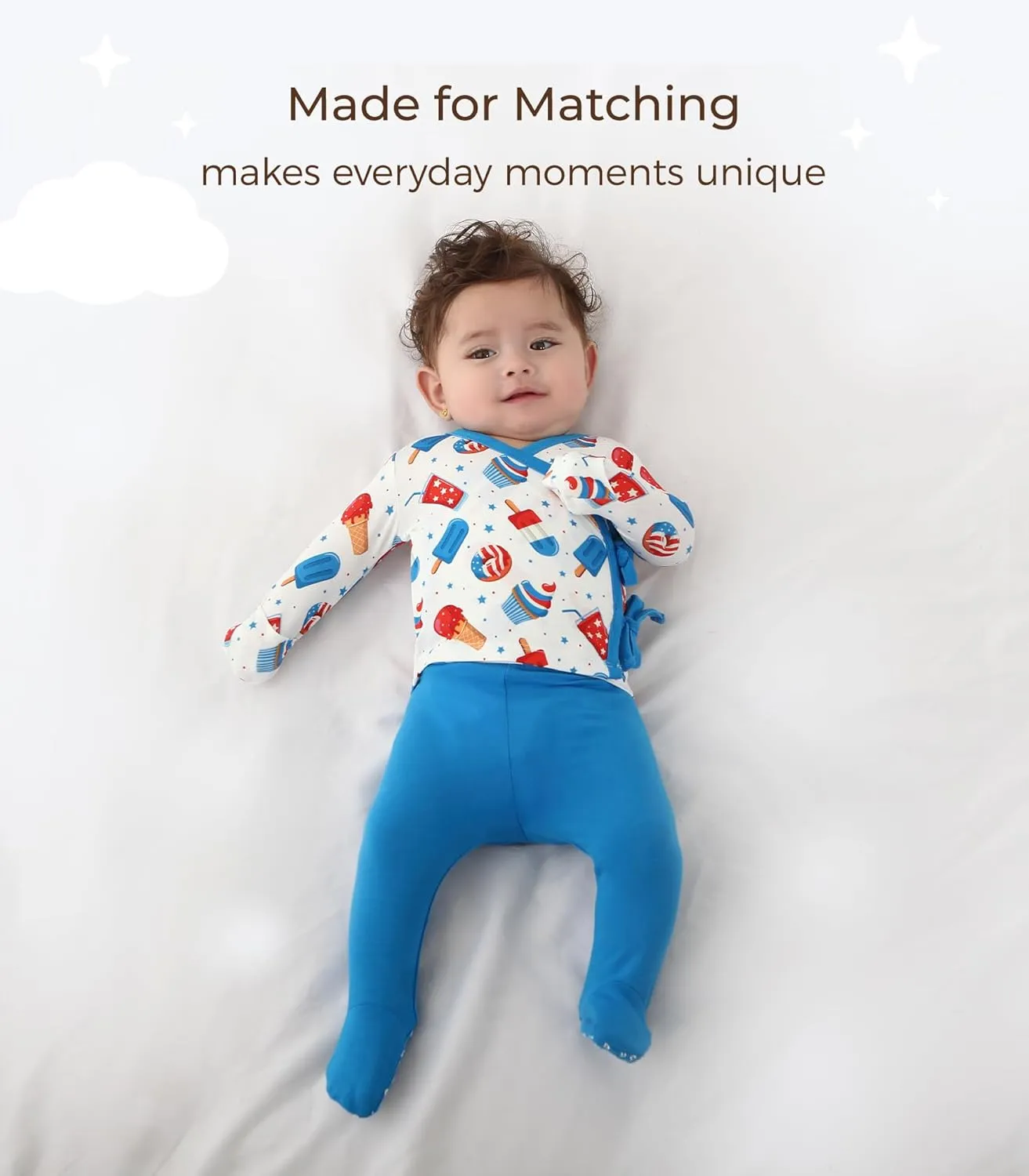 Newborn Baby Boys Clothes-Viscose Made from Bamboo, Long Sleeve Kimono Top and Footed Pants Set Soft Outfits
