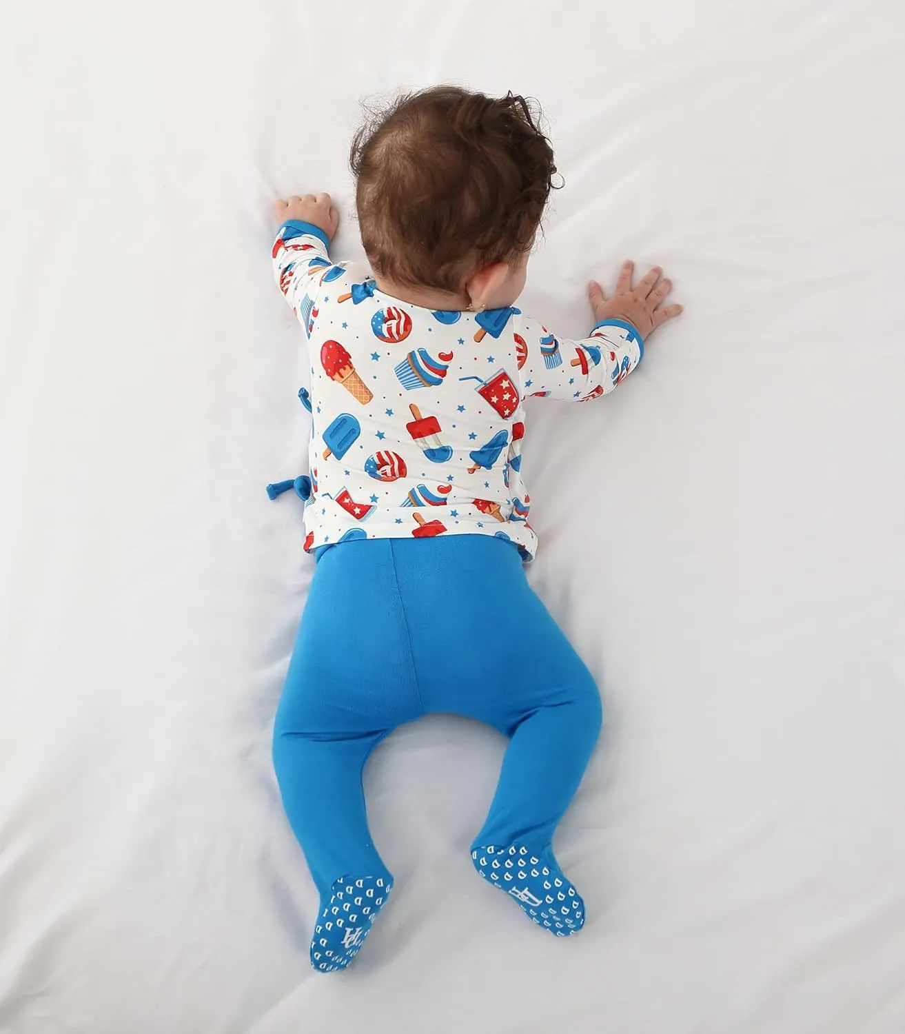 Newborn Baby Boys Clothes-Viscose Made from Bamboo, Long Sleeve Kimono Top and Footed Pants Set Soft Outfits