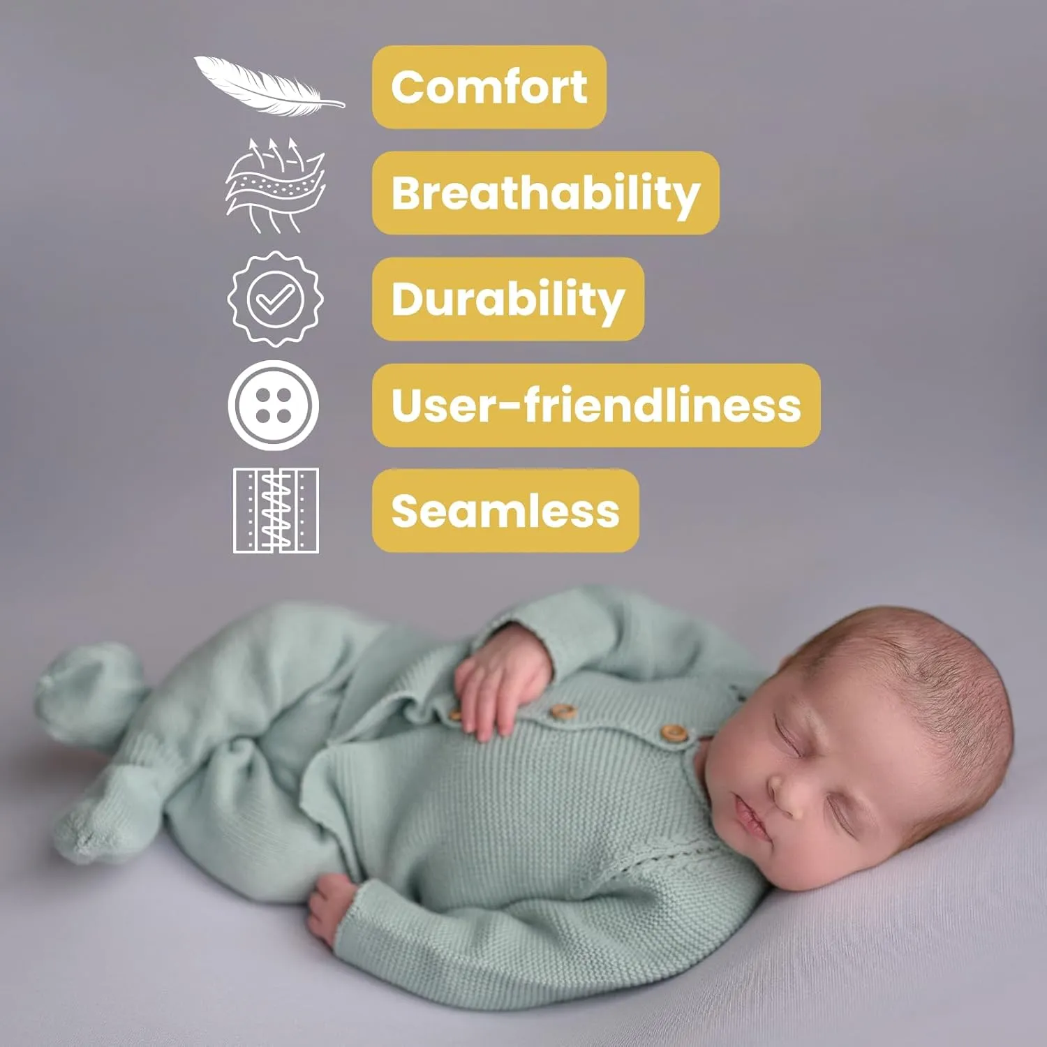 Newborn Girl Boy Clothes, 100% Organic Cotton, Knitted, Seamless, Soft and Breathable Baby Clothing