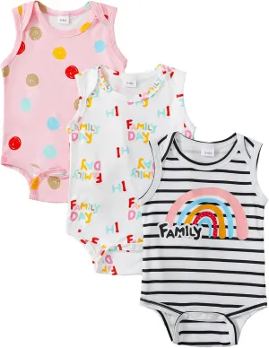 Newborn Unisex-Baby Boy Girl 3-Pack Sleeveless Bodysuits Cotton Soft Unisex Rompers 0-18 Months