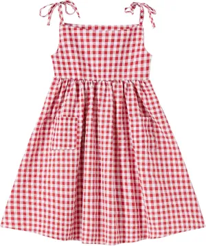 Niyage Toddler Dress Sleeveless Kids Casual Party Dresses Girls Cotton Tie Strap Bow Casual Boho Sundress