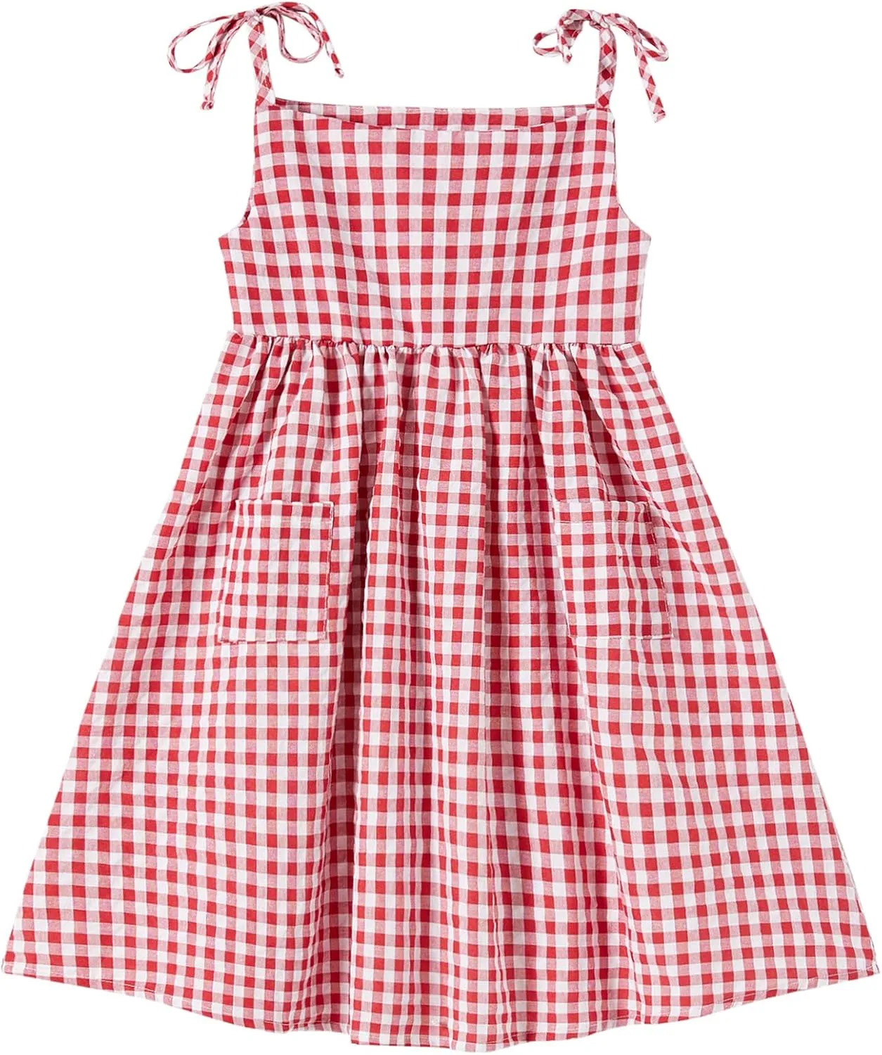 Niyage Toddler Dress Sleeveless Kids Casual Party Dresses Girls Cotton Tie Strap Bow Casual Boho Sundress