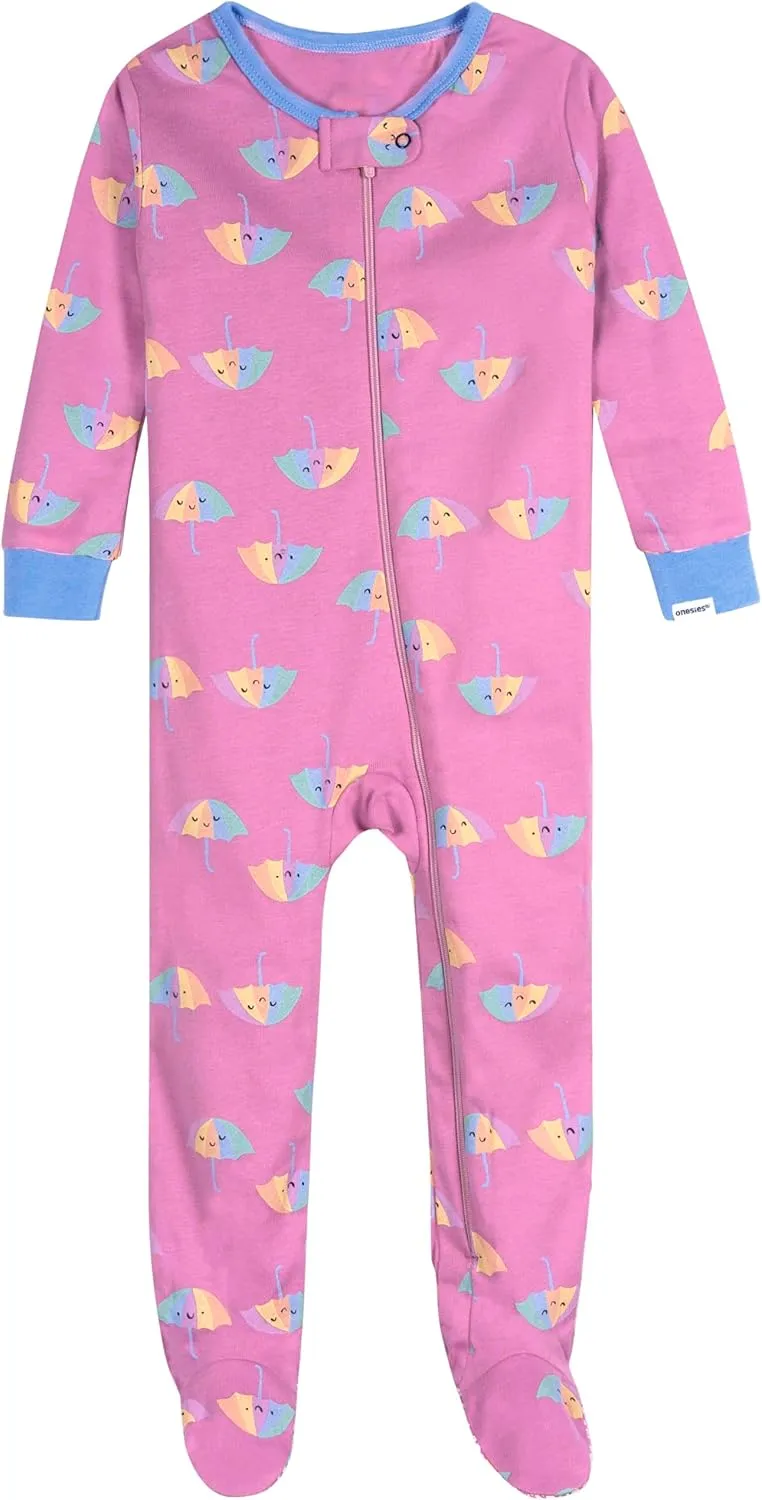 Onesies Brand Baby Girls Baby Girls' 4-pack Footed Pajamas