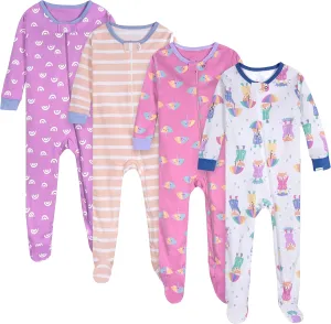 Onesies Brand Baby Girls Baby Girls' 4-pack Footed Pajamas