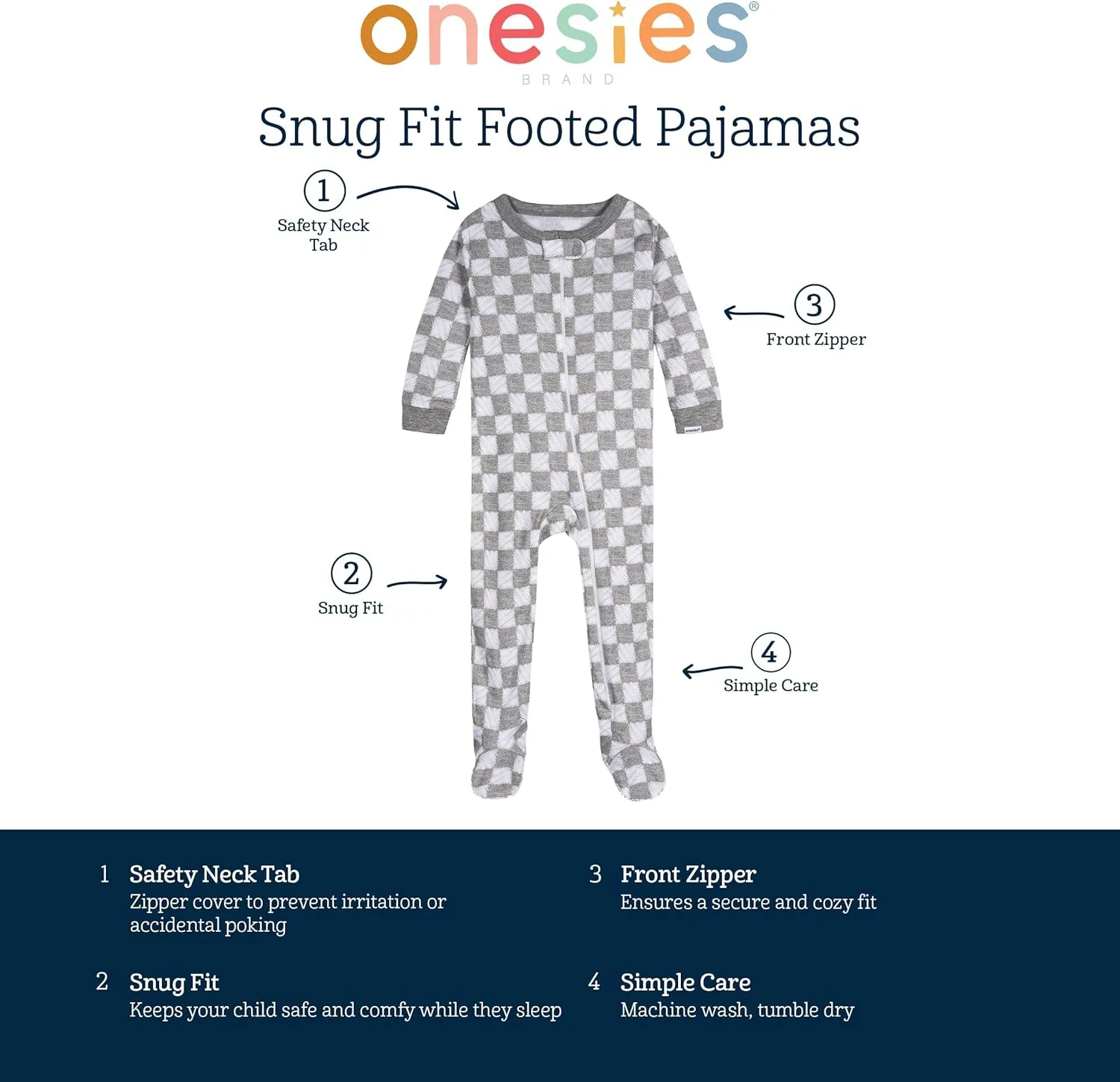 Onesies Brand Baby Girls Baby Girls' 4-pack Footed Pajamas