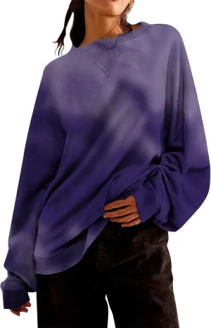 Oversized Sweatshirt for Women Tie Dye Baggy Crewneck Active Women's Long Sleeve Workout Tops Dressy Casual Trendy