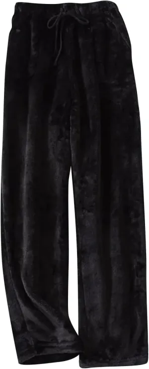 Pajama Pants Womens Fuzzy Fleece Fluffy Flannel Pajama Pants Drawstring Sleep Bottoms Pj Pants Stretch Lounge Pants