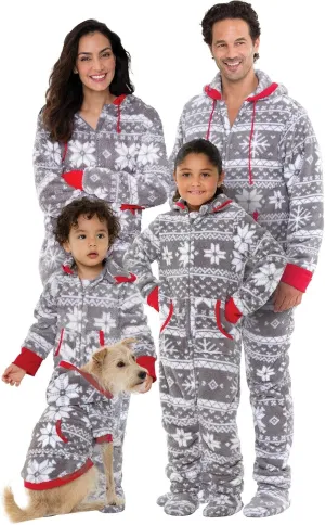 PajamaGram Family Pajamas Matching Sets - Christmas Onesie, Gray, Pets, L