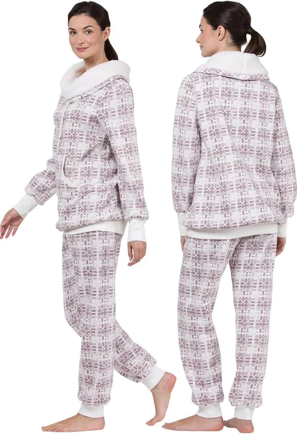 PajamaGram Womens Pajama Sets - Cozy Pajamas For Women, Shearling Rollneck
