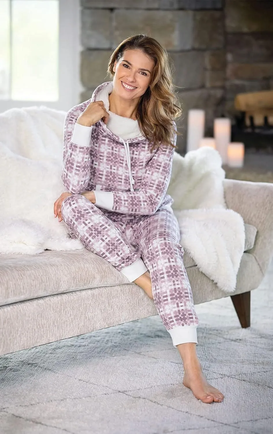 PajamaGram Womens Pajama Sets - Cozy Pajamas For Women, Shearling Rollneck