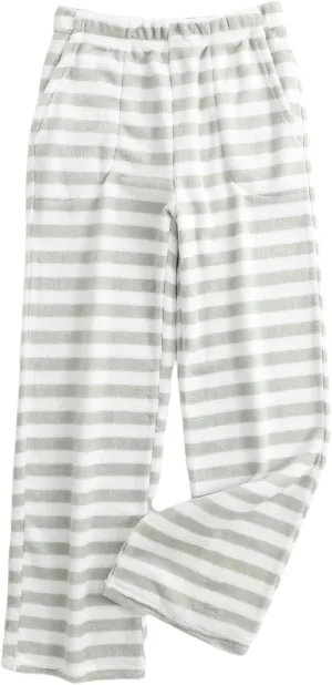 Pajamas Pants for Women Casual Flannel Plaid Lounge Pants Elastic Waist Fleece Fuzzy Plush Pj Soft Sleep Bottoms