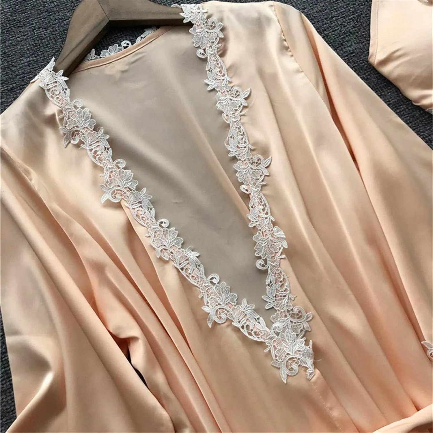 Pajamas Sets for Women 5Pcs Sexy Lace Cami Top Shorts Nightgown Sleepwear Robe Sets Silk Lingerie Cute Soft Stain Pjs