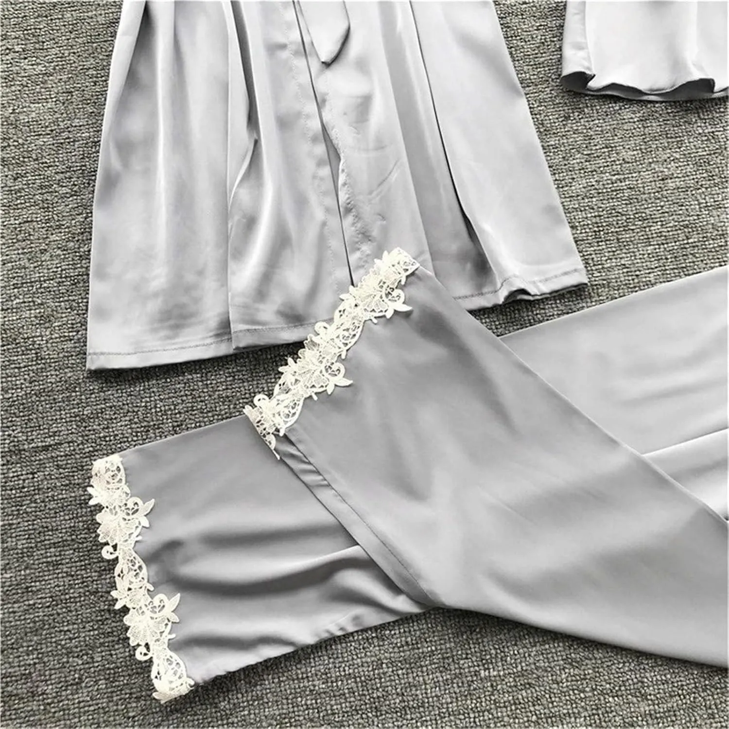 Pajamas Sets for Women 5Pcs Sexy Lace Cami Top Shorts Nightgown Sleepwear Robe Sets Silk Lingerie Cute Soft Stain Pjs