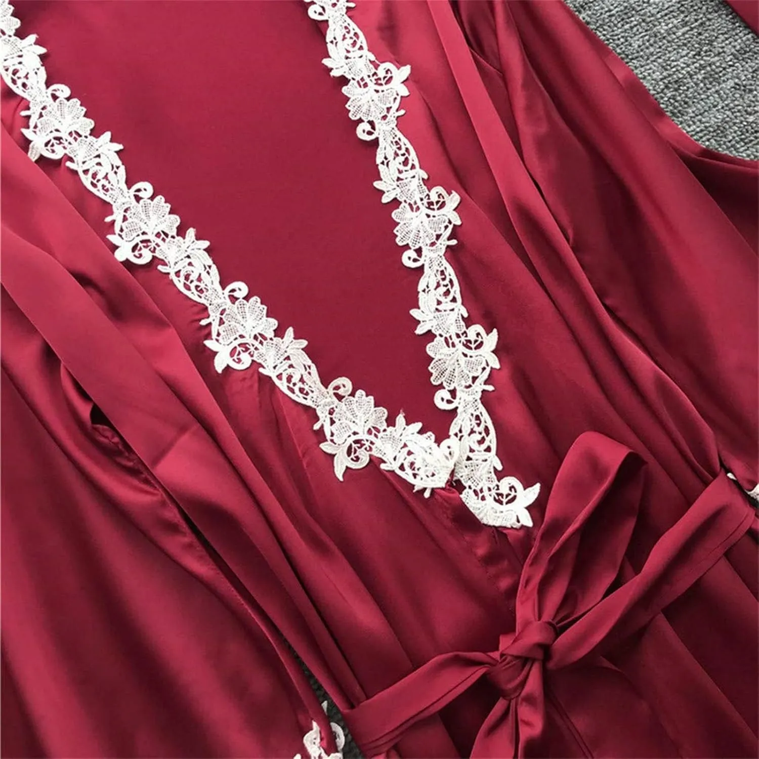 Pajamas Sets for Women 5Pcs Sexy Lace Cami Top Shorts Nightgown Sleepwear Robe Sets Silk Lingerie Cute Soft Stain Pjs