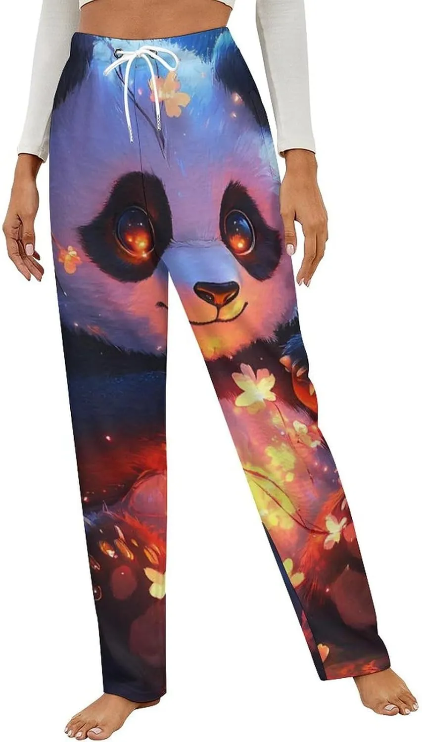 Panda Women's Pajama Pants Fleece Warm Pj Bottoms Sleepwear Lounge Pants Loungewear