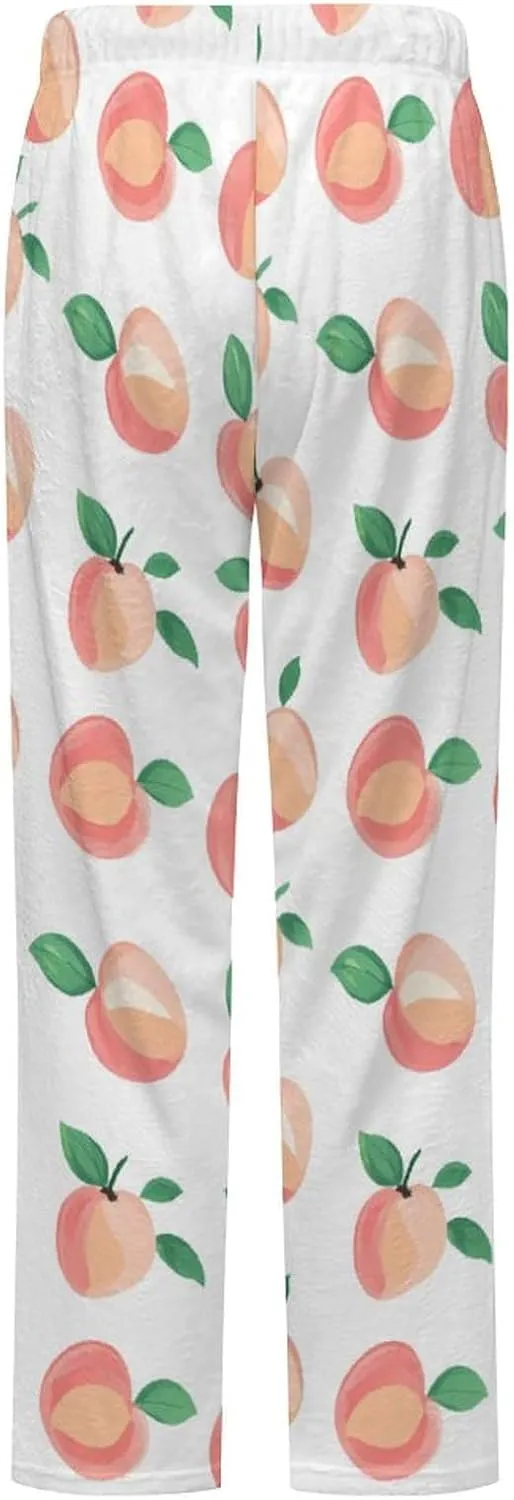 Peach Pattern Women's Pajama Pants Fleece Warm Pj Bottoms Sleepwear Lounge Pants Loungewear