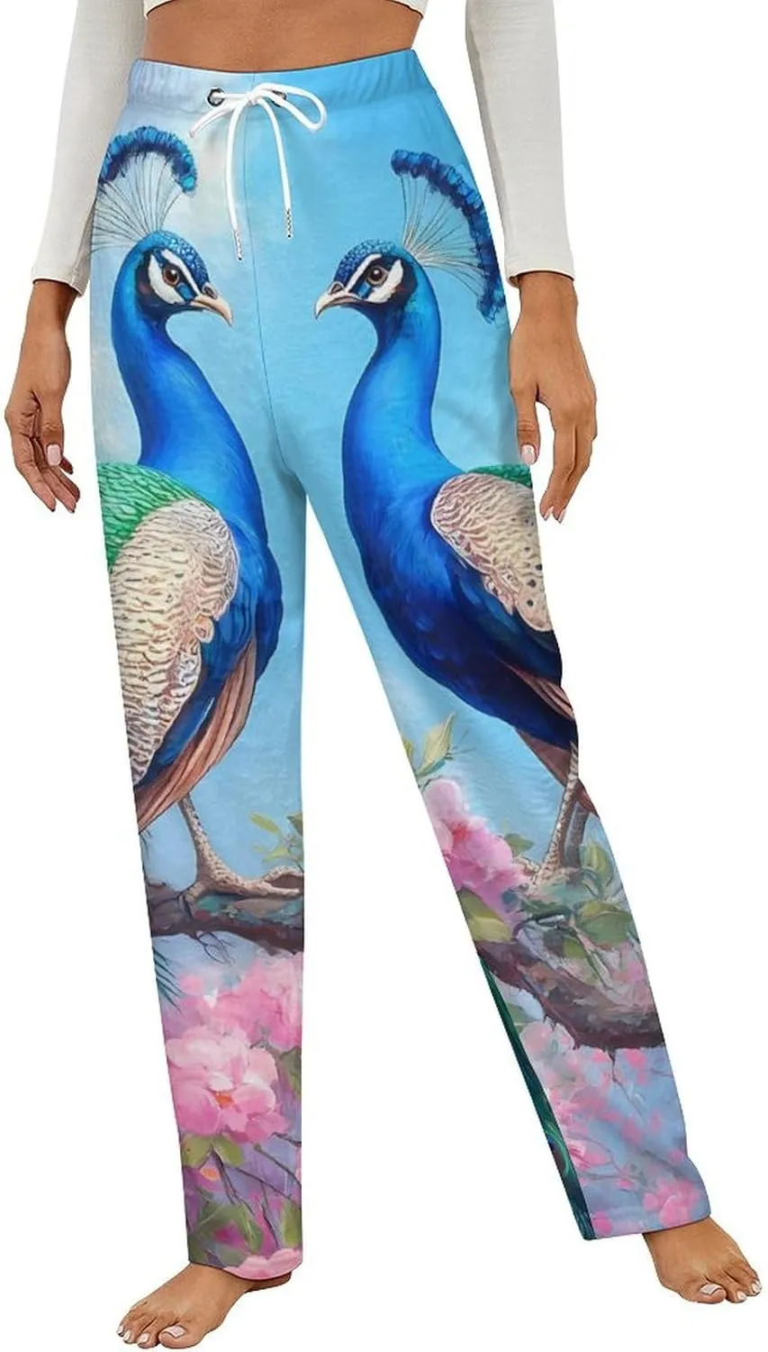 Peacock Women's Pajama Pants Fleece Warm Pj Bottoms Sleepwear Lounge Pants Loungewear