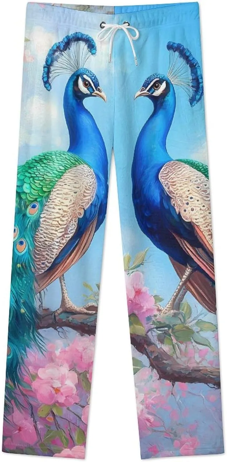 Peacock Women's Pajama Pants Fleece Warm Pj Bottoms Sleepwear Lounge Pants Loungewear