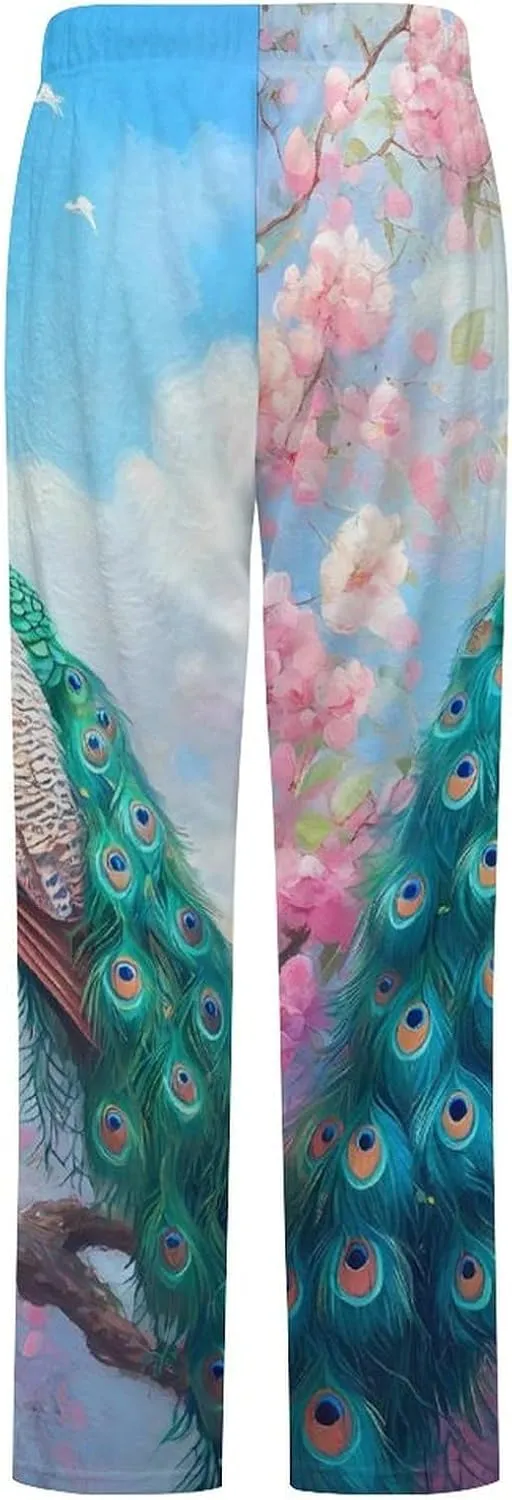 Peacock Women's Pajama Pants Fleece Warm Pj Bottoms Sleepwear Lounge Pants Loungewear