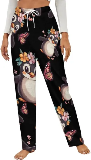 Penguin Butterfly Women's Pajama Pants Fleece Warm Pj Bottoms Sleepwear Lounge Pants Loungewear