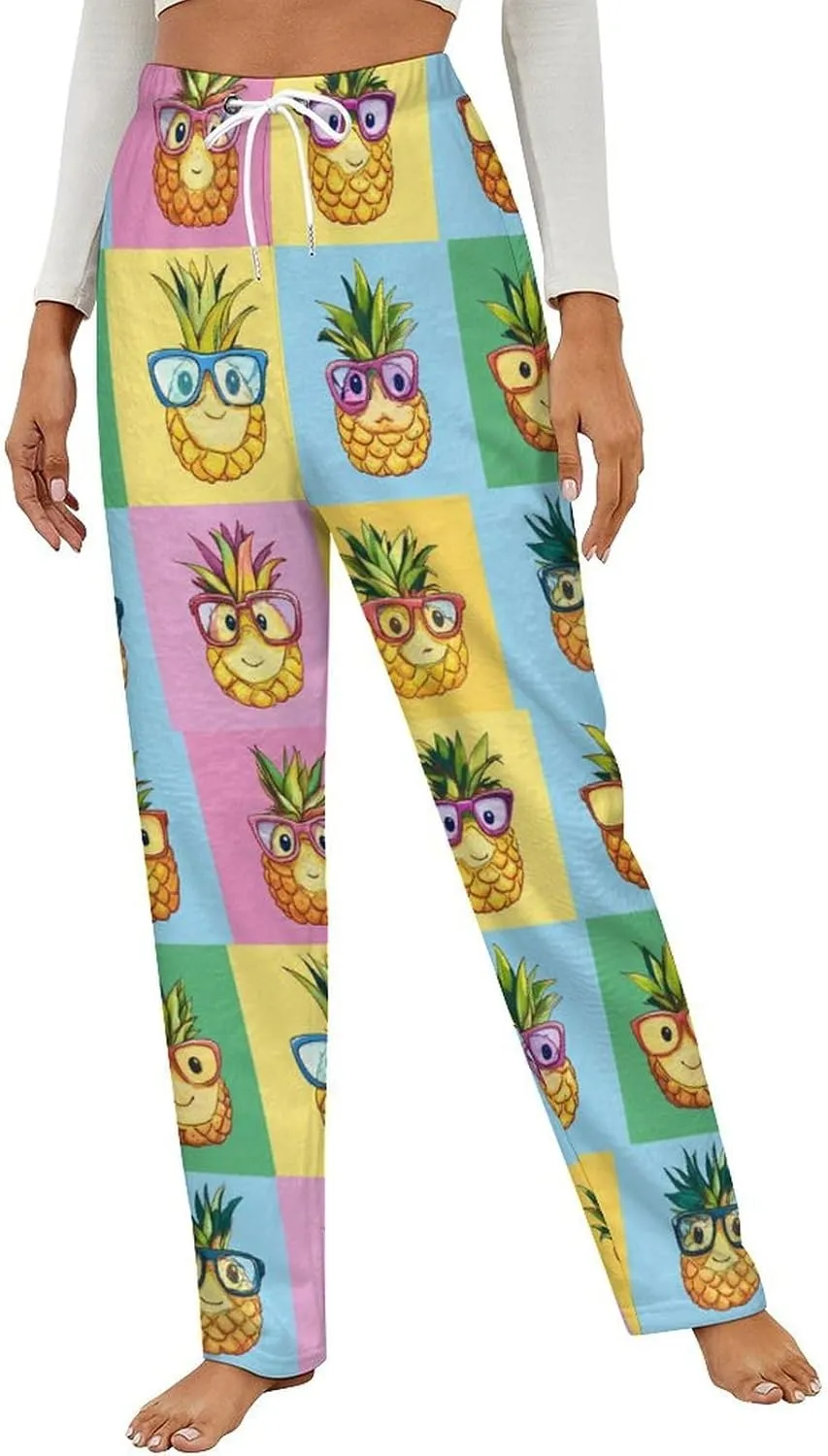 Pineapple Women's Pajama Pants Fleece Warm Pj Bottoms Sleepwear Lounge Pants Loungewear