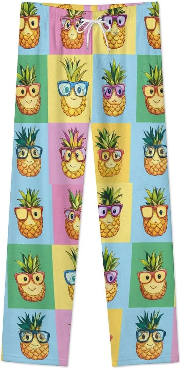 Pineapple Women's Pajama Pants Fleece Warm Pj Bottoms Sleepwear Lounge Pants Loungewear