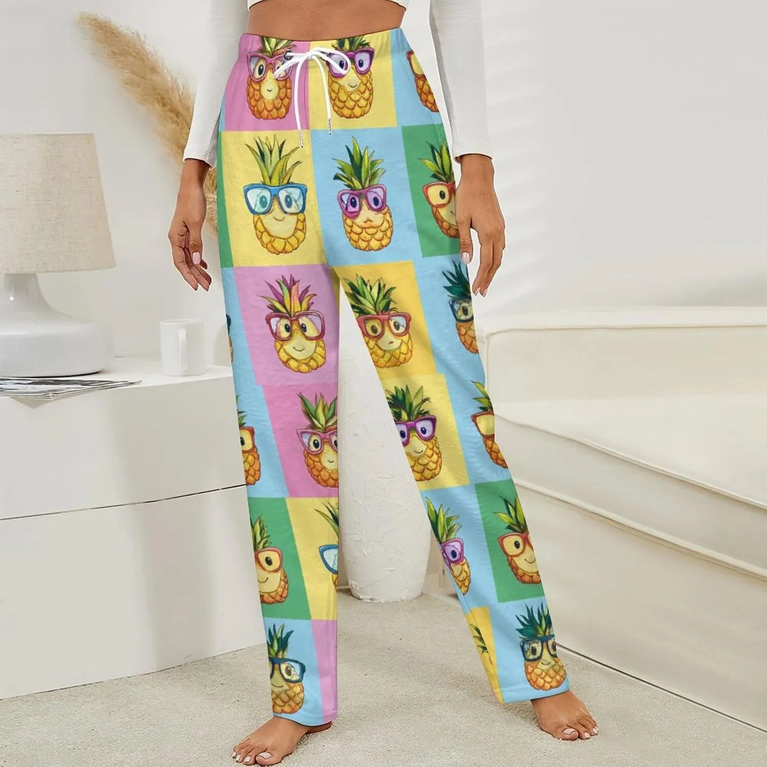 Pineapple Women's Pajama Pants Fleece Warm Pj Bottoms Sleepwear Lounge Pants Loungewear
