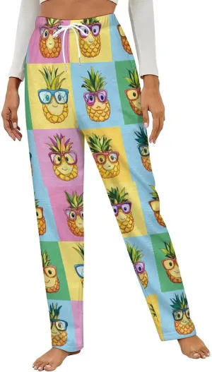 Pineapple Women's Pajama Pants Fleece Warm Pj Bottoms Sleepwear Lounge Pants Loungewear