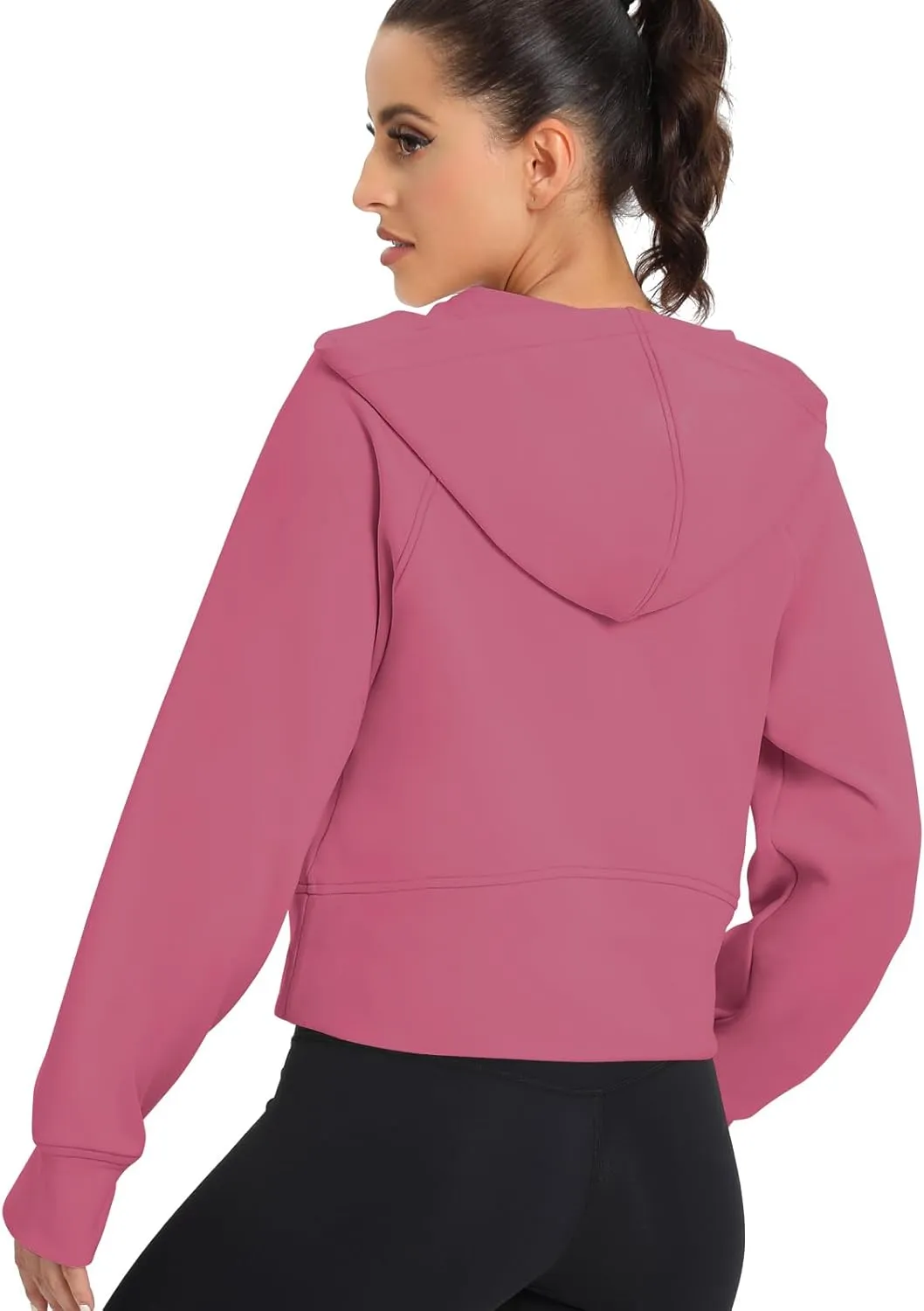 POGTMM Womens Half Zip Cropped Hoodies Fleece Lined Quarter Zip Up Pullover Athletic Trendy Sweatshirt Sweater Winter Outfits