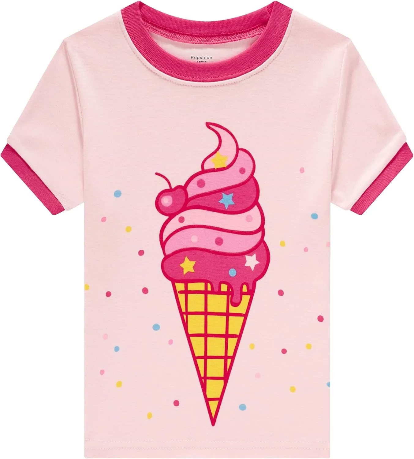 Popshion Little Girls Pajamas Summer Short Sets Mermaid Sleepwear 100% Cotton Toddler Pjs Clothes Size 2-8 Years
