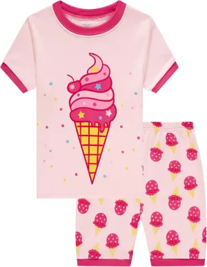 Popshion Little Girls Pajamas Summer Short Sets Mermaid Sleepwear 100% Cotton Toddler Pjs Clothes Size 2-8 Years