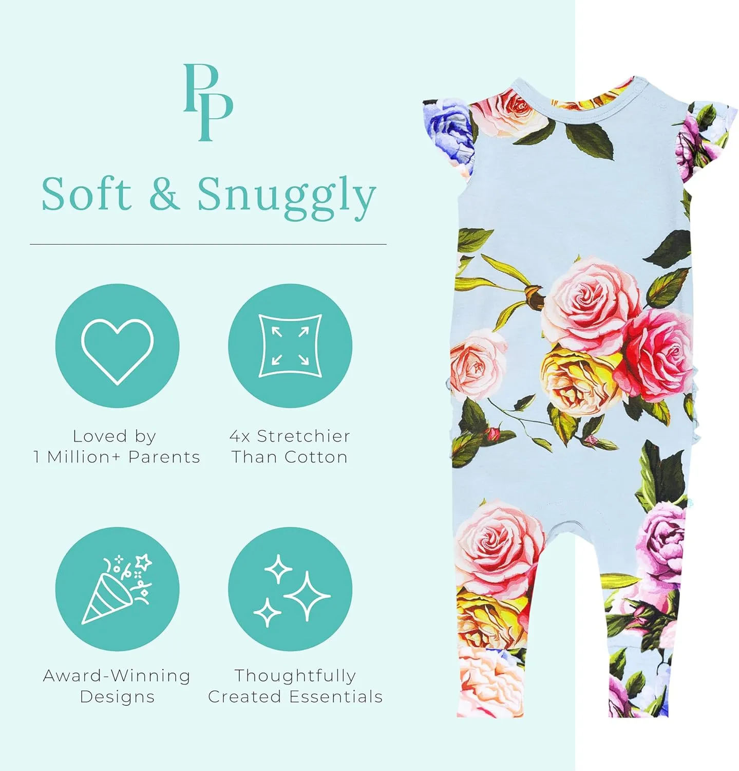 Posh Peanut Baby Girl Pajamas – Ruffled Cap Sleeve Romper PJs – Soft Viscose from Bamboo One-Piece for Babies & Toddlers
